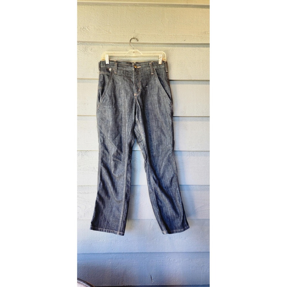 Carhartt FR Jeans Mens 28x28 Blue Dark Wash Relaxed Fit Workwear Denim Pants